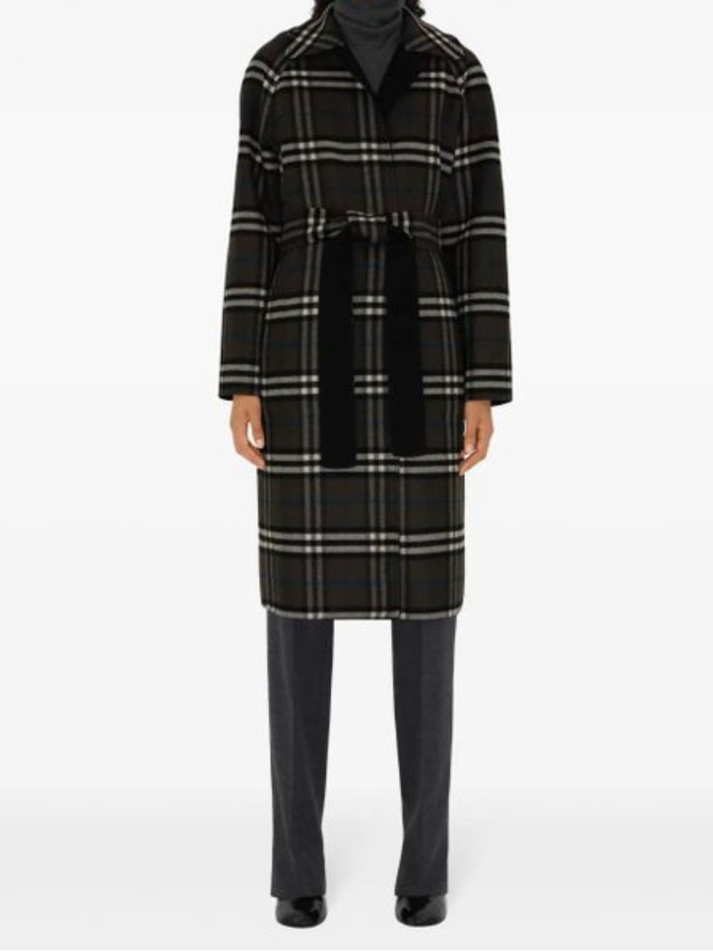 Burberry reversible wool wrap coat coat - black and gray blue Burberry check. - Picture 8 of 10